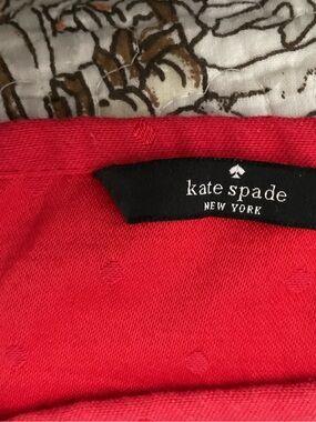 kate spade red tablecloth  with textured dots